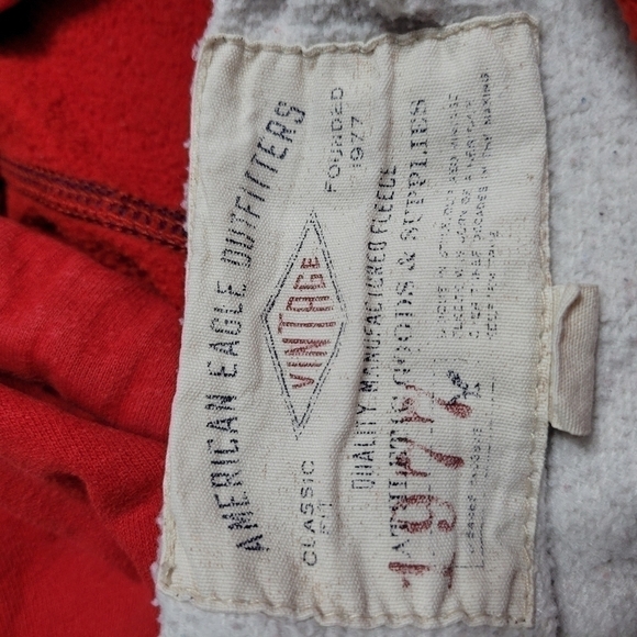 AMERICAN Eagle Logo Hoodie Vintage Classic Fit Unisex Size S Red and Grey - Picture 5 of 8